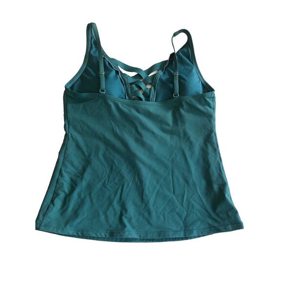 Bleu By Rod Beattie 8 Black Teal Green Tankini Swimsuit Criss Cross Thick Sz 10 - Picture 3 of 5